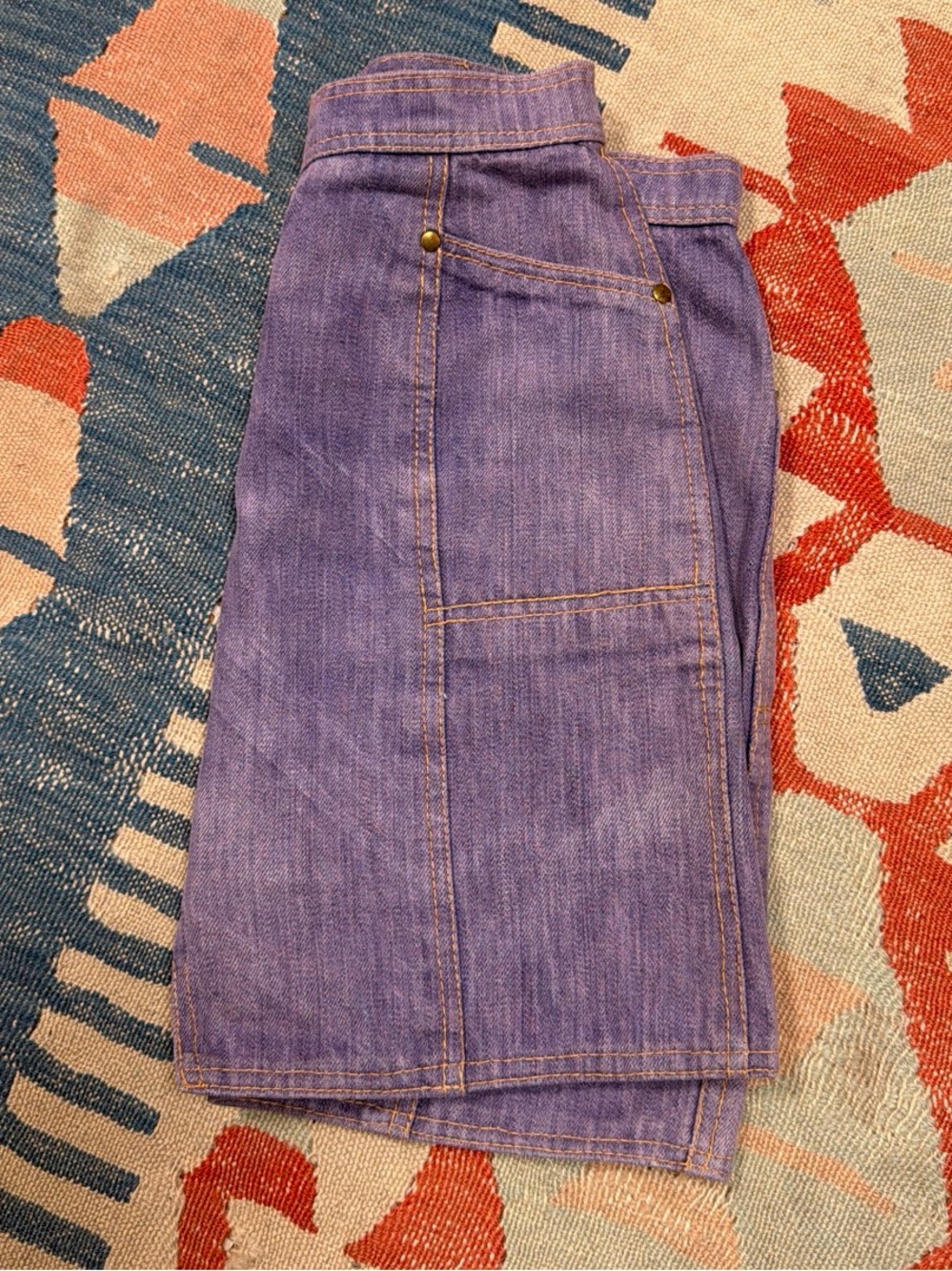 1970s Vintage Lavender Denim Mini Skirt with Front Zipper - Picture 5 of 5